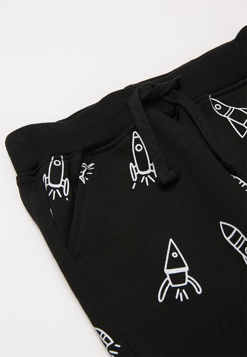 Pop Candy - Boys rocket jogpants - black & white 