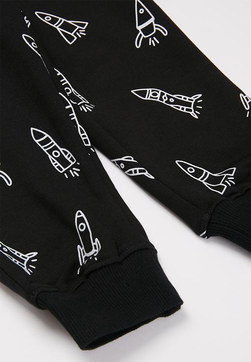 Pop Candy - Boys rocket jogpants - black & white 