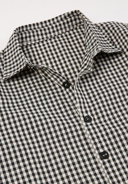 Pop Candy - Boys check shirt - black & white