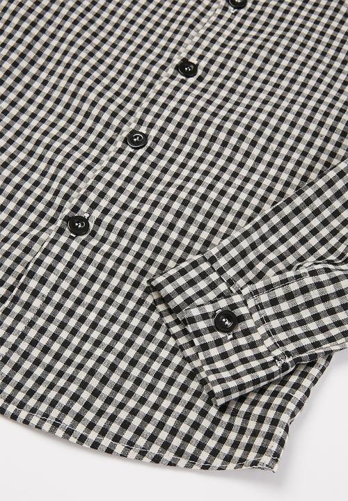 Pop Candy - Boys check shirt - black & white