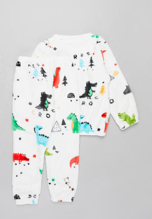 Pop Candy - Boys coral fleece pj set - white