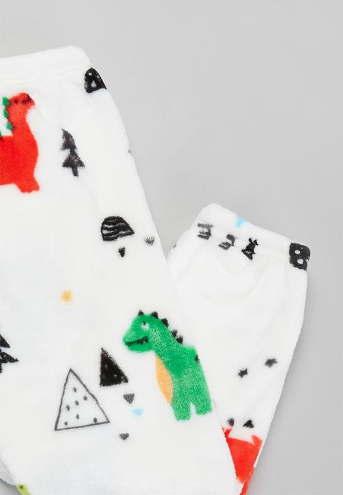 Pop Candy - Boys coral fleece pj set - white