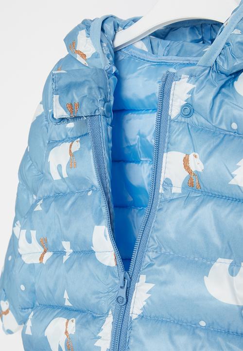 Pop Candy - Boys bear print bomber - blue