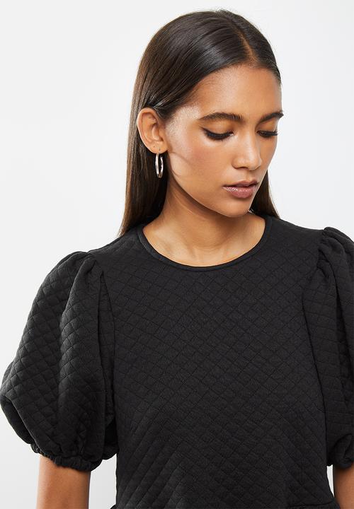 Me&B - Tiered quilted knit dress - black