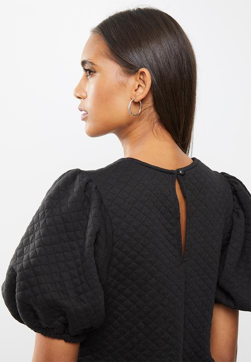 Me&B - Tiered quilted knit dress - black