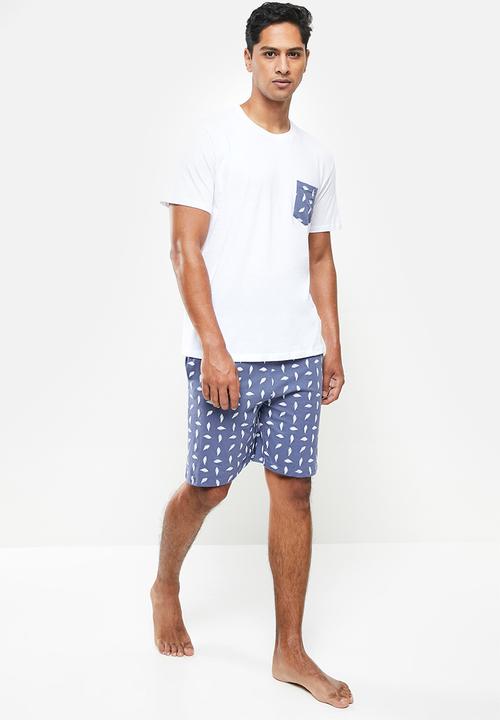 Brave Soul - Barb loungewear - white & blue