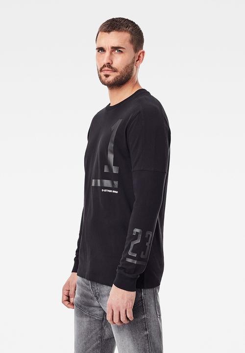 G-STAR - Numbers graphic r long sleeve tee - black