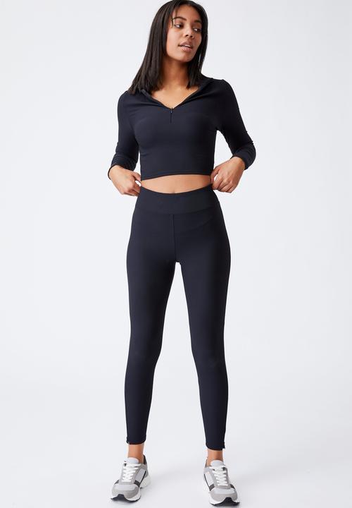 Cotton On - Quinn quarter zip long sleeve top - black