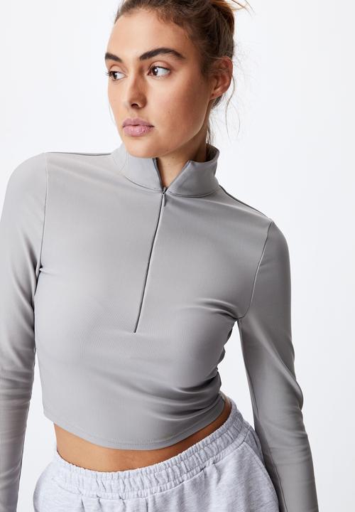 Cotton On - Quinn quarter zip long sleeve top - grey