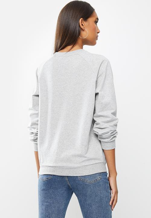 SISSY BOY - Thunderbolt: basic crew neck sweater interactive sequin - grey melange
