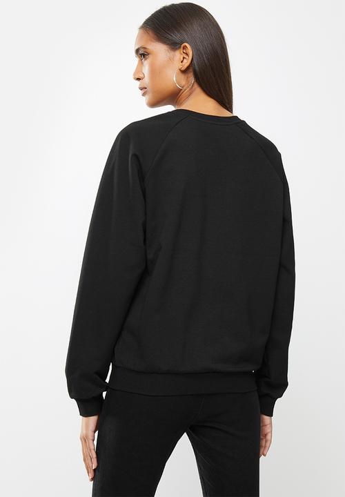 SISSY BOY - Marnie: basic crew neck sweater with mixed bling and foil print logo - black