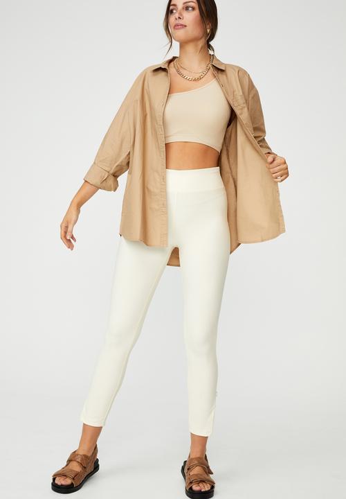 Cotton On - Side zip rib legging - neutral 