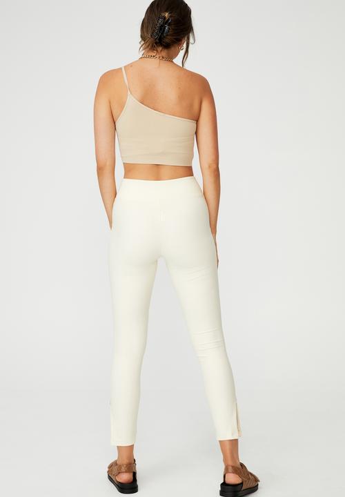 Cotton On - Side zip rib legging - neutral 