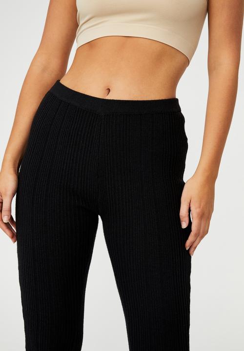 Cotton On - Variegated rib flare - black