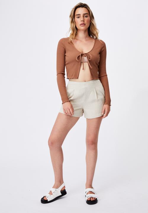 Cotton On - Vivvy tie front long sleeve cardi - cocoa bean