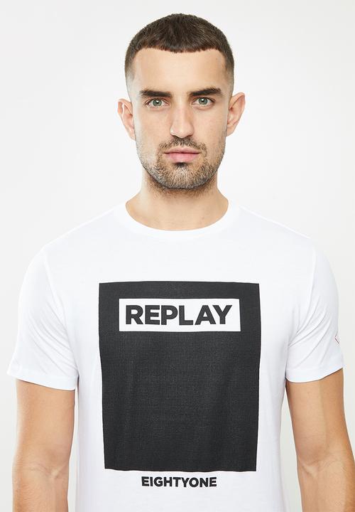 Replay - Replay label patch tee - white