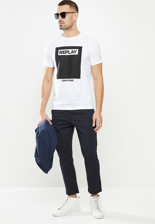 Replay - Replay label patch tee - white