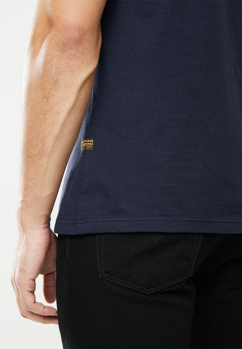 G-STAR - Originals stripe logo r short sleeve tee - navy