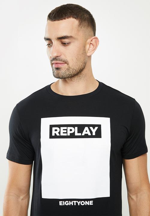 Replay - Replay label patch tee - black