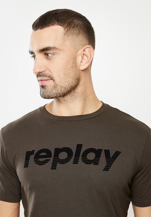 Replay - Replay logo tee - brown