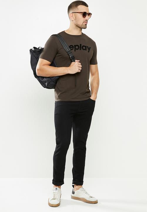 Replay - Replay logo tee - brown