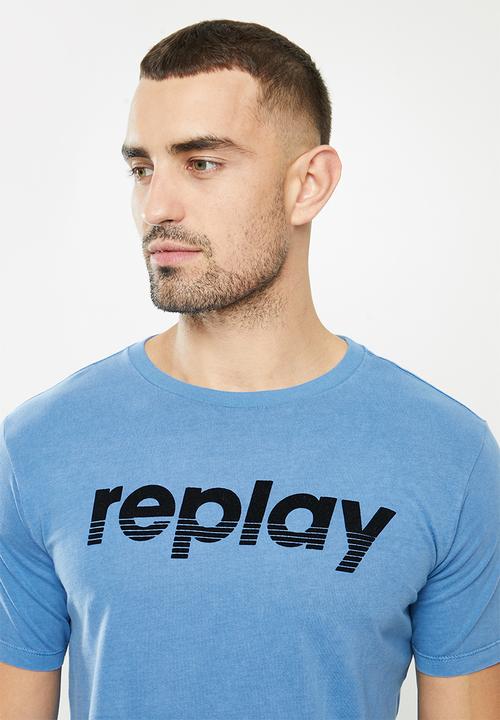 Replay - Replay logo tee - blue
