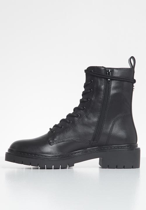 Steve Madden - Hazard leather combat boot - black