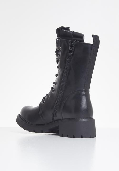 Plum - Motla combat boot - black