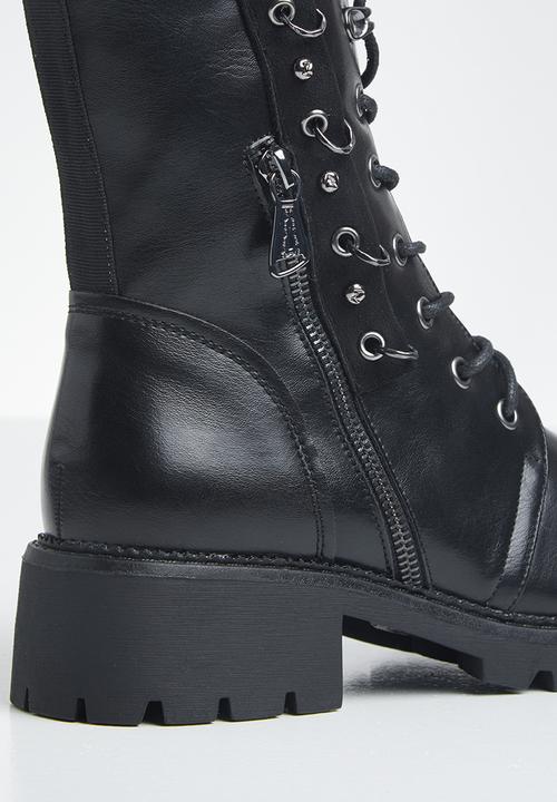 Plum - Motla combat boot - black