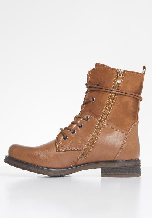 Plum - Turna combat boot - tan