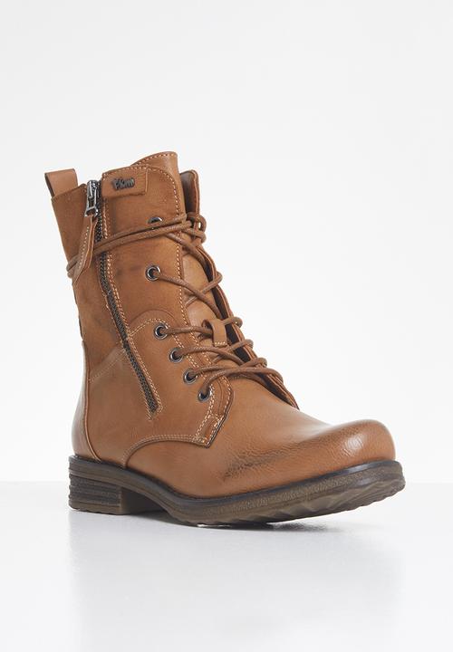 Plum - Turna combat boot - tan