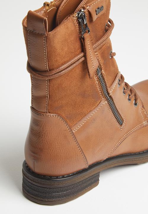 Plum - Turna combat boot - tan