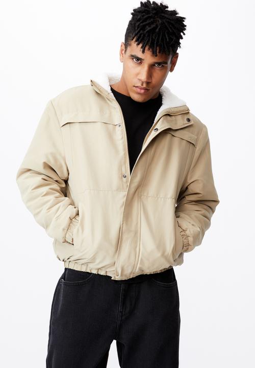 Factorie - Reversible sherpa ski jacket - off white & beige 
