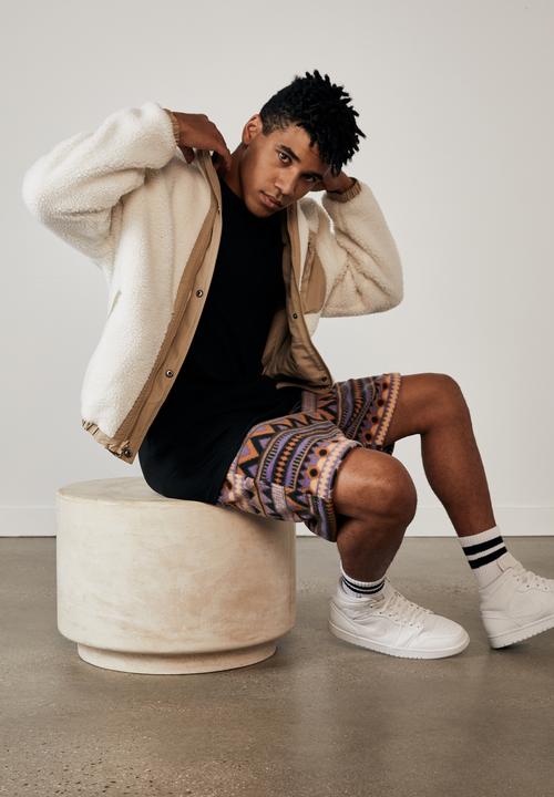 Factorie - Reversible sherpa ski jacket - off white & beige 