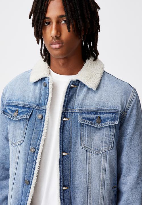 Factorie - Denim sherpa jacket - washed indigo