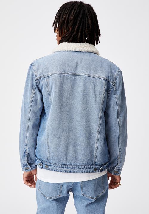 Factorie - Denim sherpa jacket - washed indigo