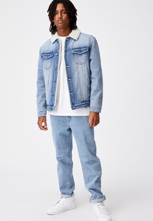 Factorie - Denim sherpa jacket - washed indigo