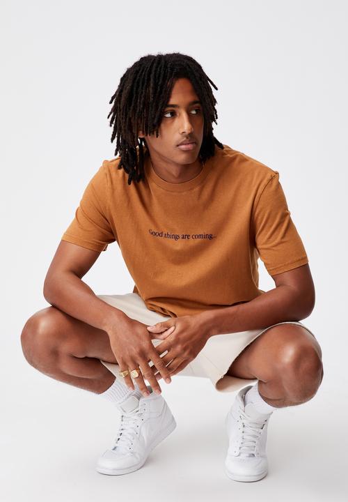 Factorie - Regular graphic T-shirt - washed tobacco