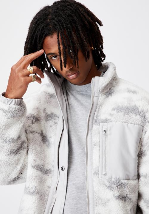 Factorie - Reversible sherpa ski jacket - grey & white 