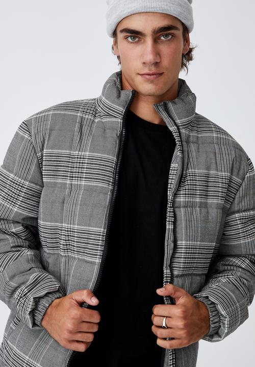 Cotton On - Check puffer jacket - grey