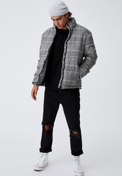 Cotton On - Check puffer jacket - grey
