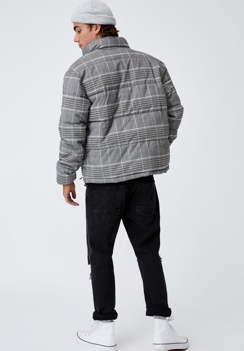 Cotton On - Check puffer jacket - grey