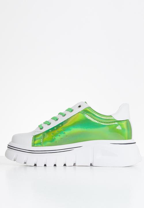 Plum - Kiss lug sole sneaker - white & green