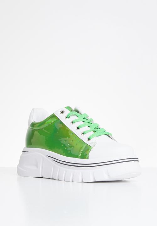 Plum - Kiss lug sole sneaker - white & green