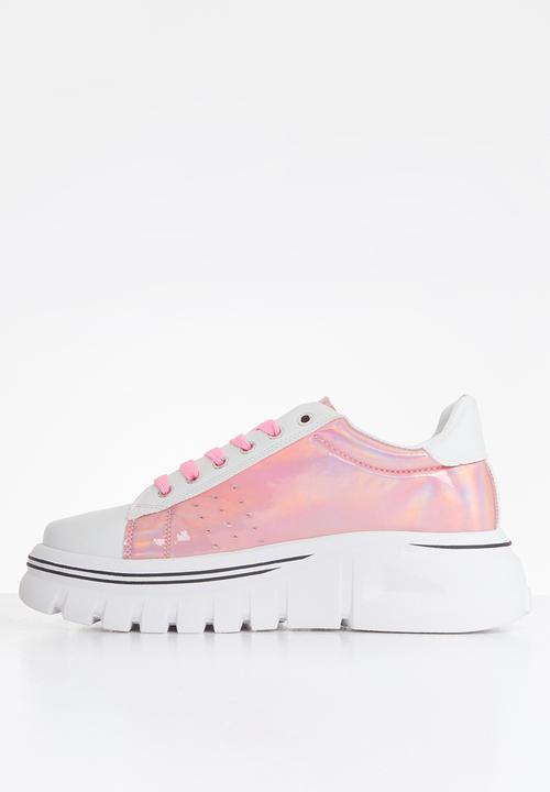 Plum - Kiss lug sole sneaker - white & pink