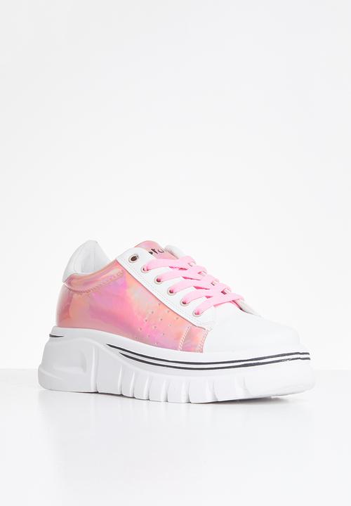 Plum - Kiss lug sole sneaker - white & pink