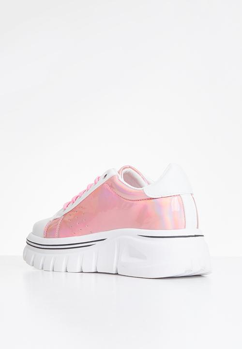 Plum - Kiss lug sole sneaker - white & pink