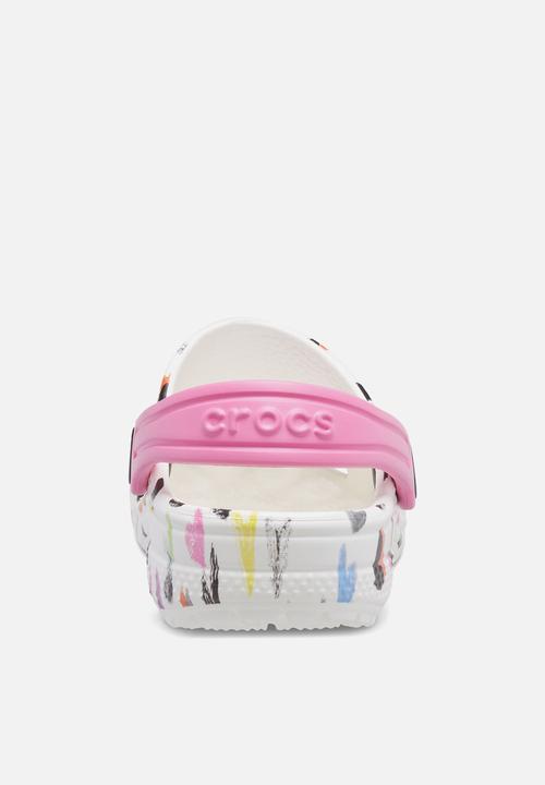 Crocs - Classic heart print clog kids - white & pink 