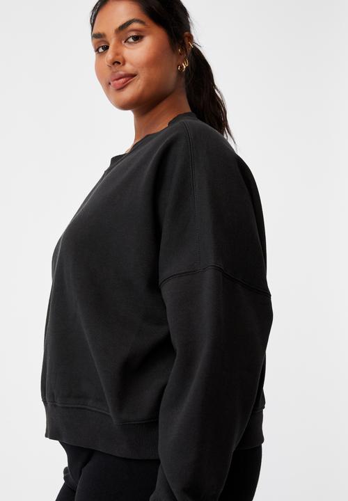 Cotton On - Curve classic crew neck pullover - washed black