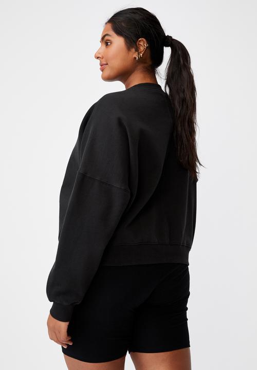 Cotton On - Curve classic crew neck pullover - washed black